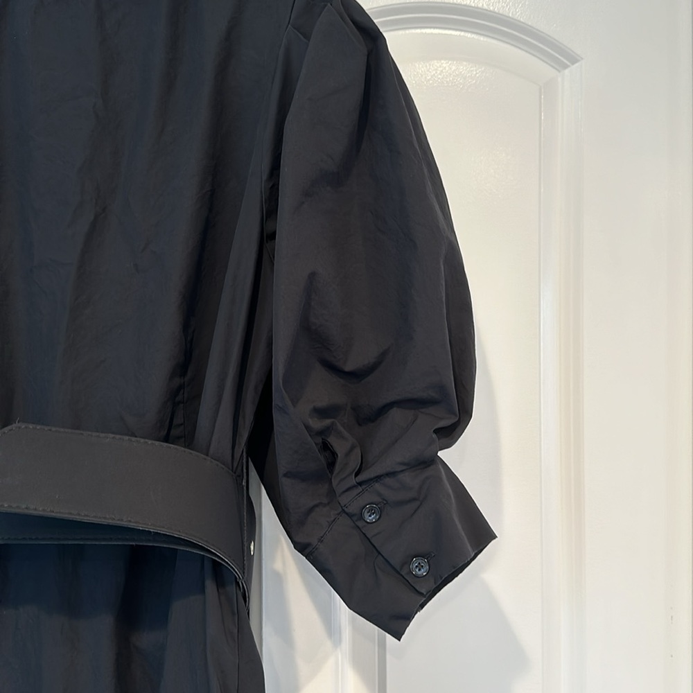 CQbyCQ Black Puff Sleeve Tiered Shirt Dress Button Down Belted Maxi - Picture 9 of 10